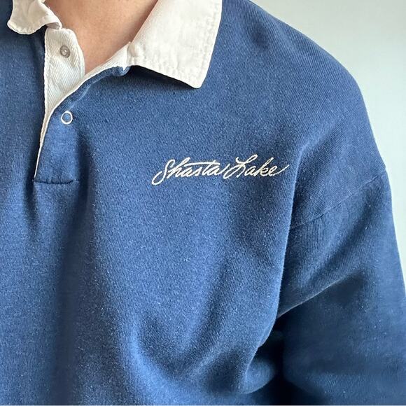 Vintage 70s Sweatshirt/Polo single Stitch Blue California Tourist Graphic Logo M - Picture 4 of 12